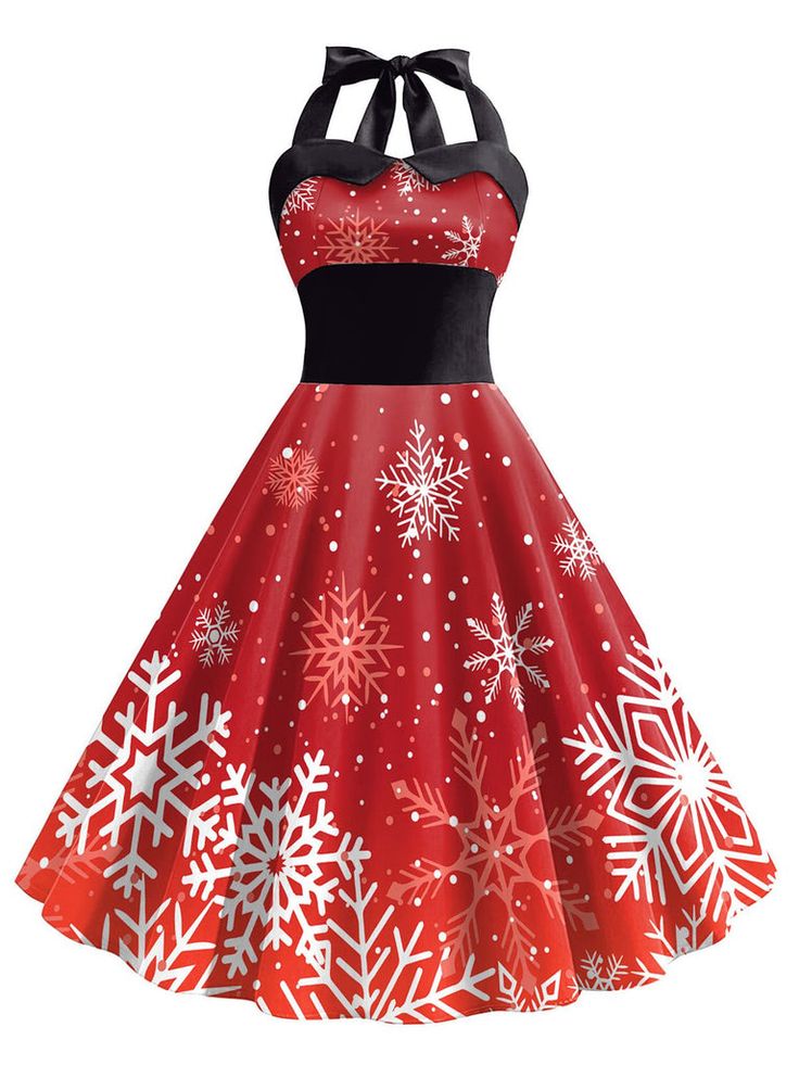 Christmas Dress Women, Christmas Dresses, Christmas Party Dress, Halter Midi Dress, High Waist Dress, Vestidos Vintage, Mrs Claus, American People, Elastic Fabric