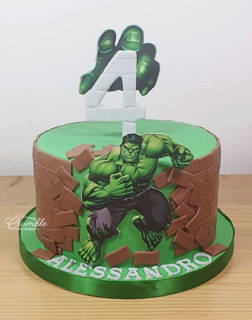 a hulk cake with the number four on it