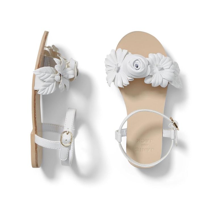 Brand New Never Got To Wear But No Tags Adjustable Flower Sandals For Spring, Cute White Sandals For Spring, Ditsy Floral Dress, Dress Up Day, Flower Sandals, Sandals Outfit, Baby Sandals, Bow Sandals