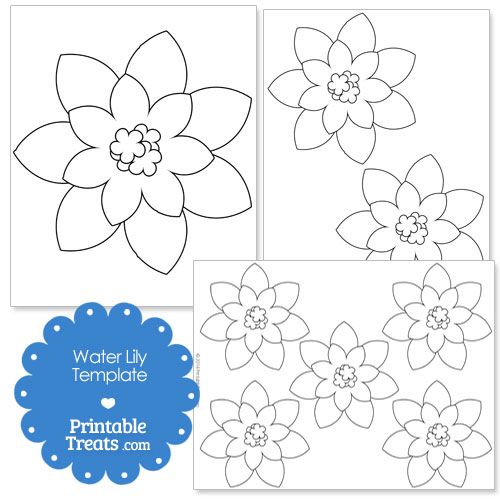 four flower templates with the text, water lily template and printable treats com