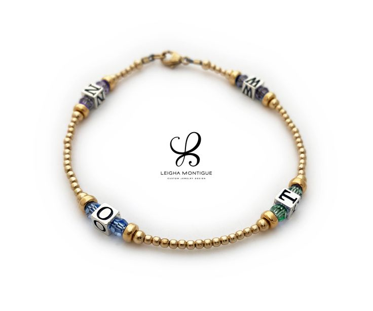 * Enter initials and birthstones in the Personalization Area at the end of the ordering process. Then, watch for a picture/proof in your email.* Tiny Gold or Sterling Initial Block Letter Bracelets. Choose the number of initials you would like during the ordering process. It is also available in .925 sterling silver. List the initials and birthstones in the Personalization Area during the ordering process. See images in gallery for more colors and what they will look like without birthstones. Bi Anniversary Jewelry With Round Birthstone Beads, Personalized Round Beads Jewelry For Anniversary, Personalized Round Beaded Jewelry For Anniversary, Personalized Round Bead Jewelry For Anniversary, Gift Jewelry With Spacer Beads For May Birthstone, Adjustable Polished Beads Jewelry For Anniversary, Anniversary Jewelry With Round Letter Beads, May Birthstone Spacer Beads Jewelry Gift, Personalized Spiritual Beaded Bracelets For Anniversary