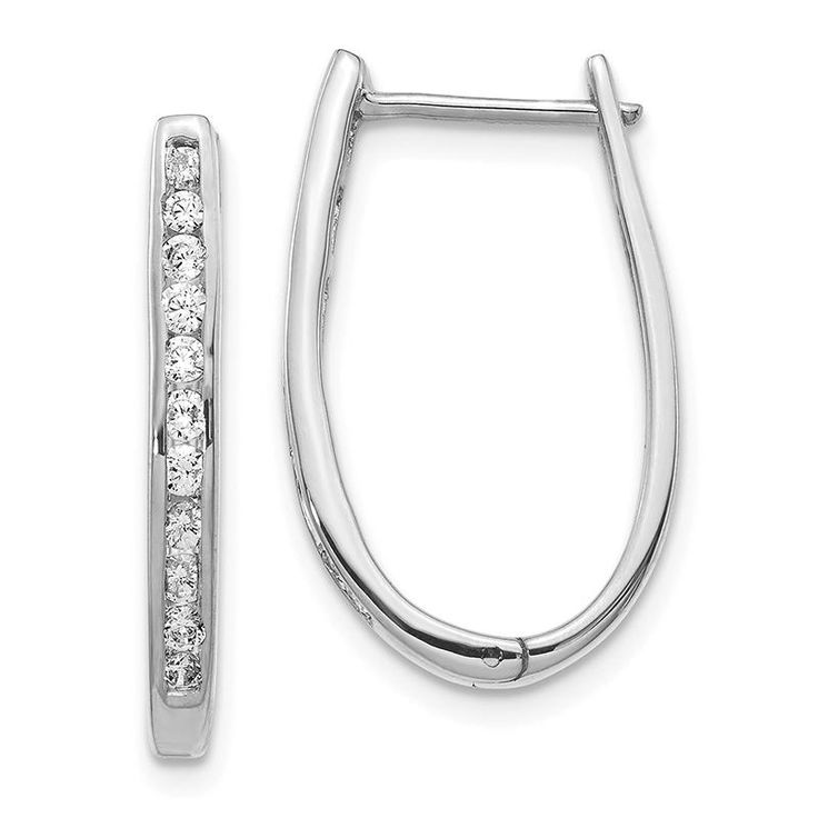 14k White Gold Diamond Oval Hoop Earrings. 0.50ctw Oval Hoop Earrings, Medium Hoop Earrings, Fancy Diamonds, White Gold Earrings, Diamond Hoop Earrings, White Earrings, Fine Jewellery Earrings, Oval Diamond, White Gold Diamonds