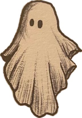 a drawing of a ghost with two eyes