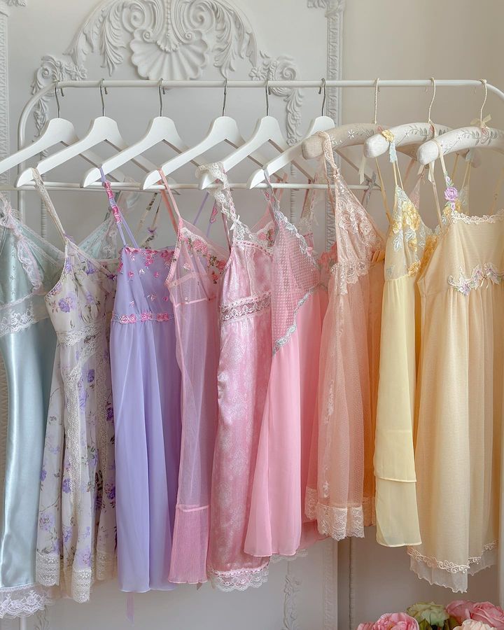 violette’s vintage lingerie. (@violettewears) • Instagram photos and videos Vintage Lingerie Dress, Clothe Board, Cute Lingerie Dress, Slip Dress Aesthetic, Lingerie Closet, Ethereal Goddess, Pastel Lingerie, Slip Dress Lingerie, Aesthetic Wardrobe