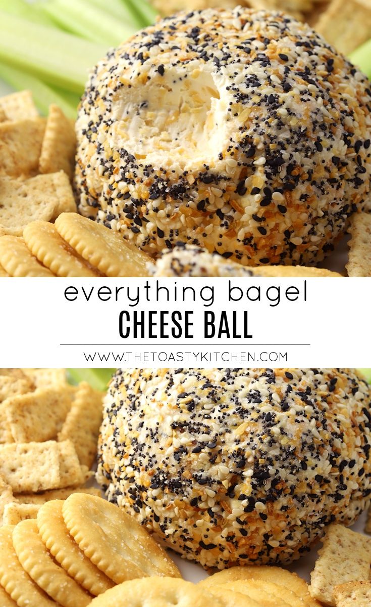 everything bagel cheese ball with black sprinkles on top