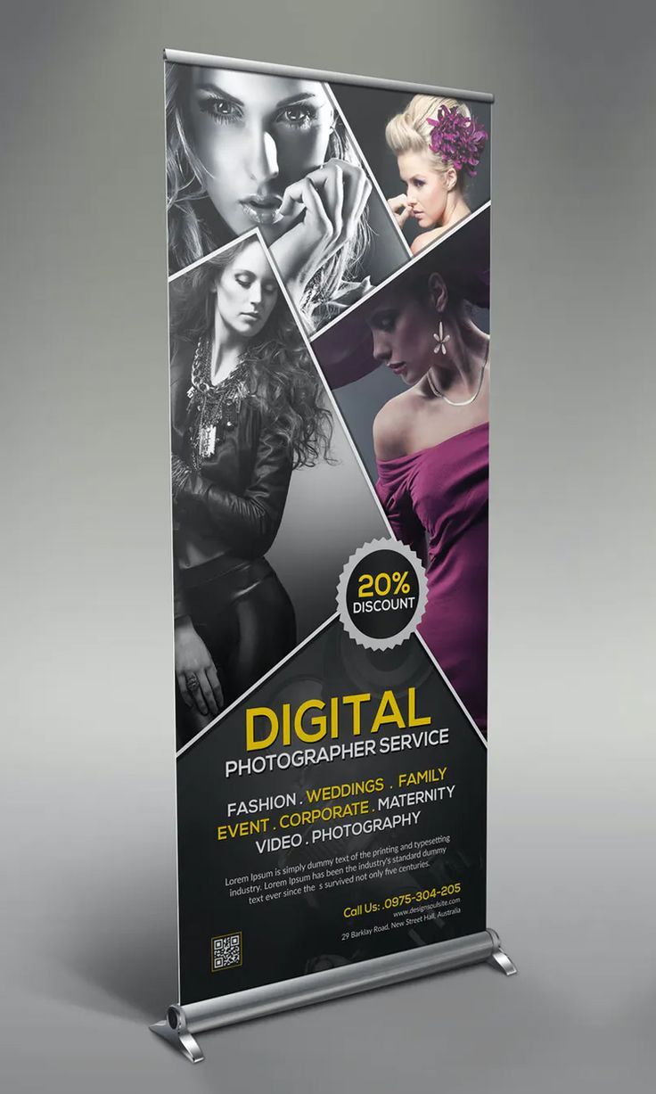 a roll up banner with photoshopped images on it