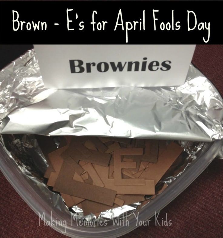 brown e's for april fools day in a plastic container with foil on top