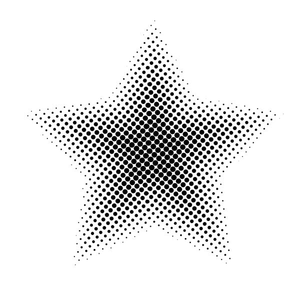 an abstract black and white star with halftone dots in the center on a white background