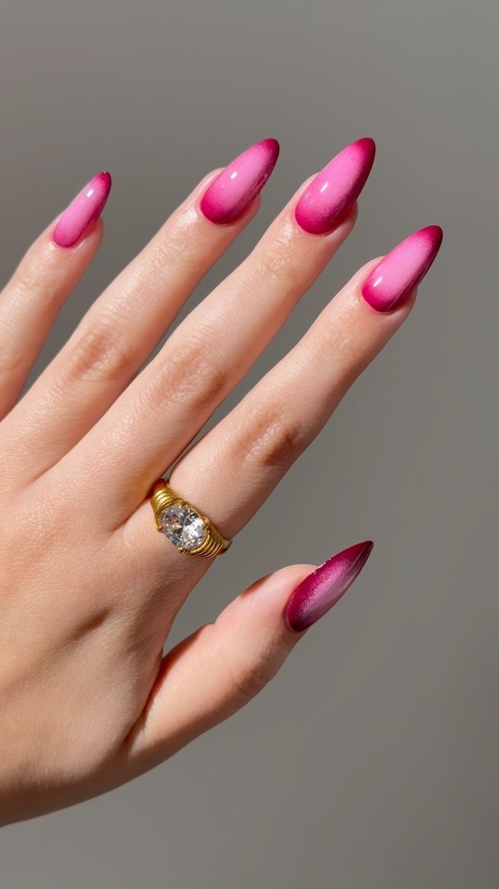 Lights Lacquer | How to create a raspberry aura mani that’s perfect for spring 🍇🍷 Polishes Used: Frenchy + Midnight Train + Totally Gelly #lightslacquer… | Instagram Easter Spring Nails, October Nail Designs, Raspberry Nails, Simple Nail Design, Lights Lacquer, Midnight Train, Natural Gel Nails, Milky Nails, Nail Art Pictures