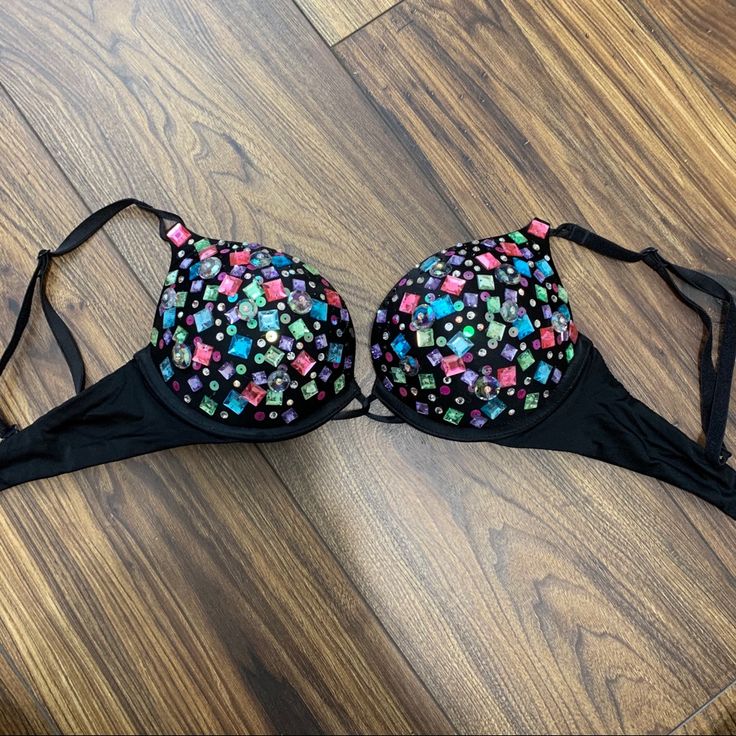 Victoria Secret Bejeweled Bra Brand New Extreme Push-Up Size - 32b Bejeweled Bra, Bra Brands, Push Up Bra, Victoria Secret, Women's Intimates, Push Up, Black Blue, Blue Black, Victoria's Secret