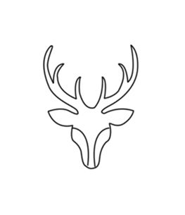 the outline of a deer's head is shown in this simple line art style