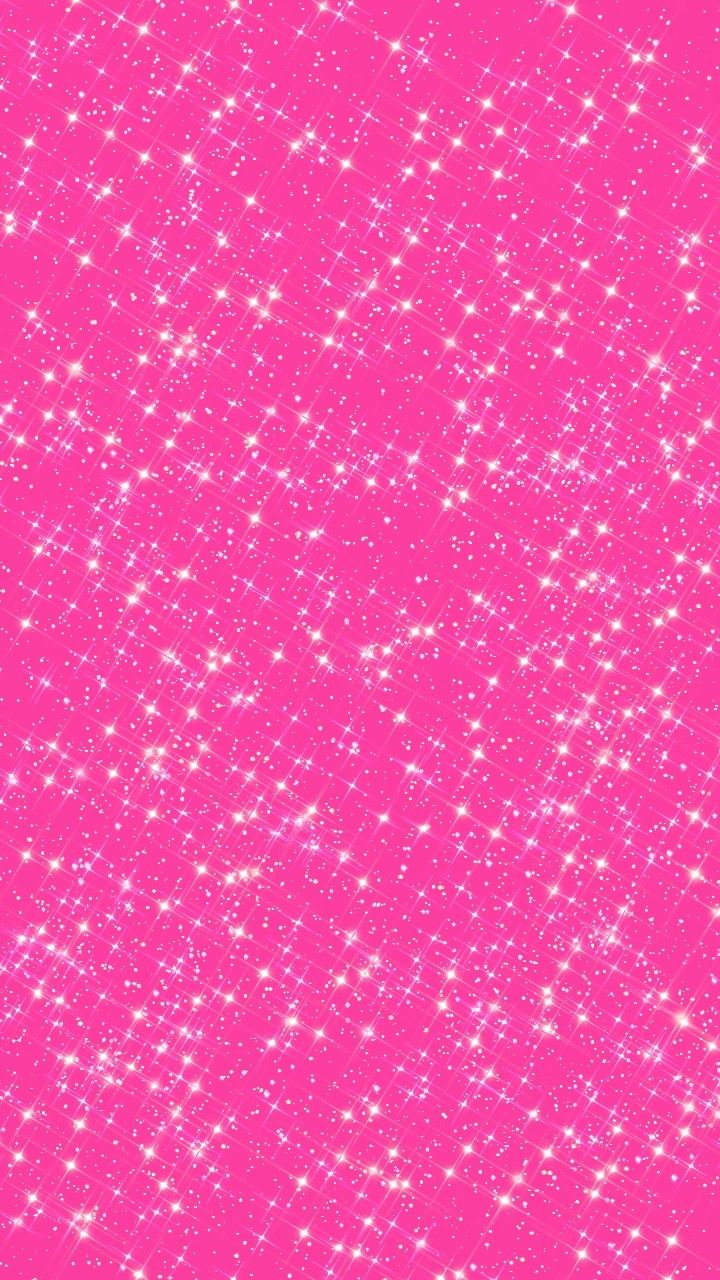 a pink background with small white stars on the top and bottom half, all over it