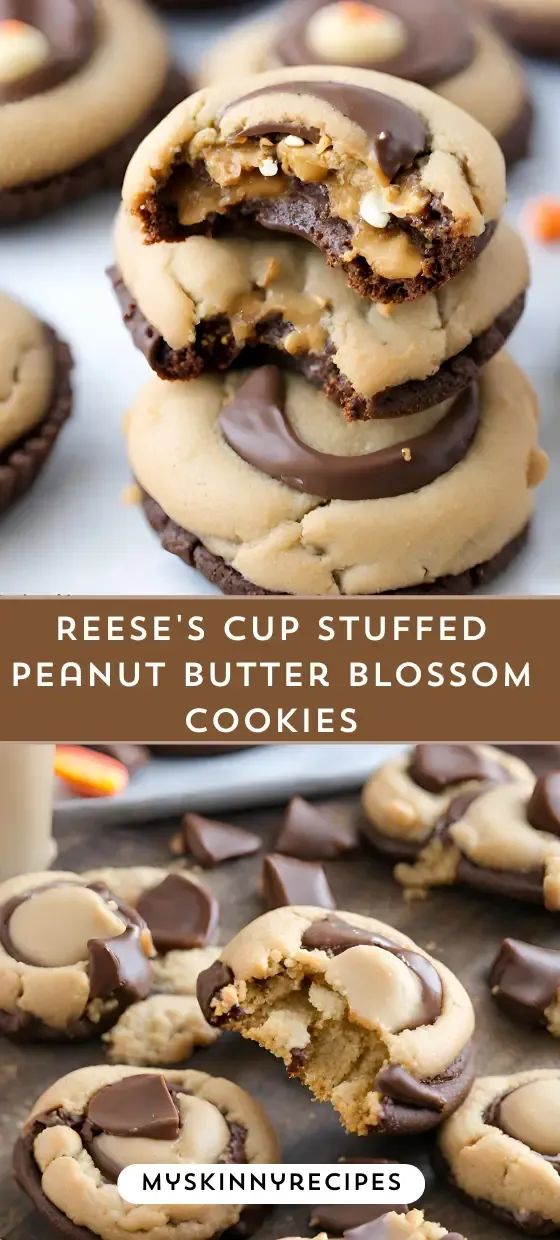 reese's cup stuffed peanut butter blossom cookies