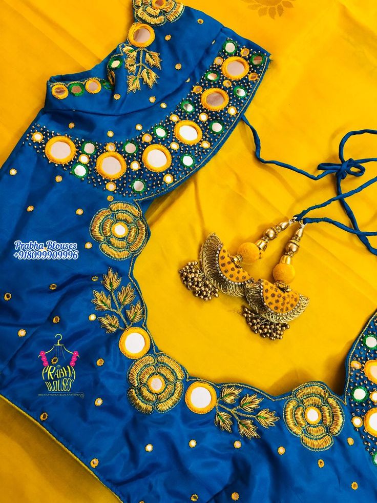 Mirror Work Blouse Design For Pattu Sarees, Tamil Selvi, Mirror Blouse Design, Simple Saree Blouse Designs, Work Blouse Designs, Blue Blouse Designs, Mirror Work Blouse Design, Mirror Work Blouse, Latest Blouse Designs Pattern