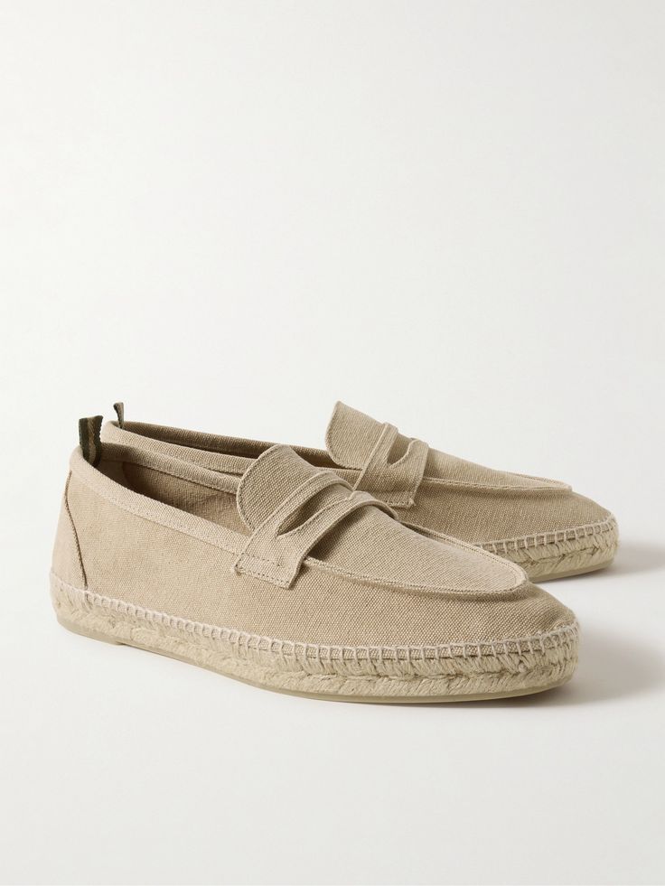 EXCLUSIVE AT MR PORTER. These 'Nacho' espadrilles are modelled after one of Castañer's original styles from the late 1920s. Inspired by classic penny loafers, they've been crafted in Spain from sand canvas and have braided jute trims, made using the same machines as nearly a century ago. Espadrilles Men, Cycling Accessories, Espadrille Shoes, Suede Jacket, Luxury Gifts, Penny Loafers, Nachos, Sport Running, Mr Porter