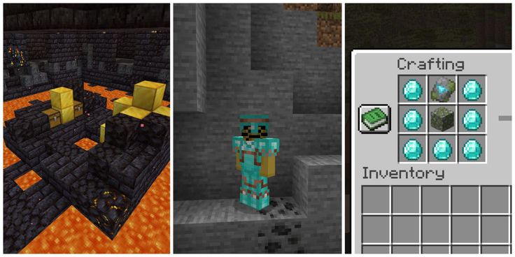 three different screens from the minecraft video game