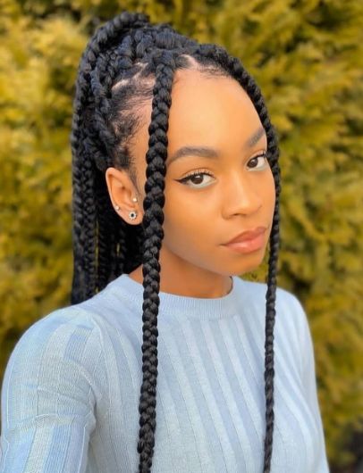 Stunning Jumbo Box Braid Hairstyle Braided Long Hair, Braids 2022, Beautiful Box Braids, Braid Hairstyle Ideas, Nigerian Braids, Box Braid Hairstyles, African Braids Hairstyles Pictures, Braid Game, Hairstyles For Ladies