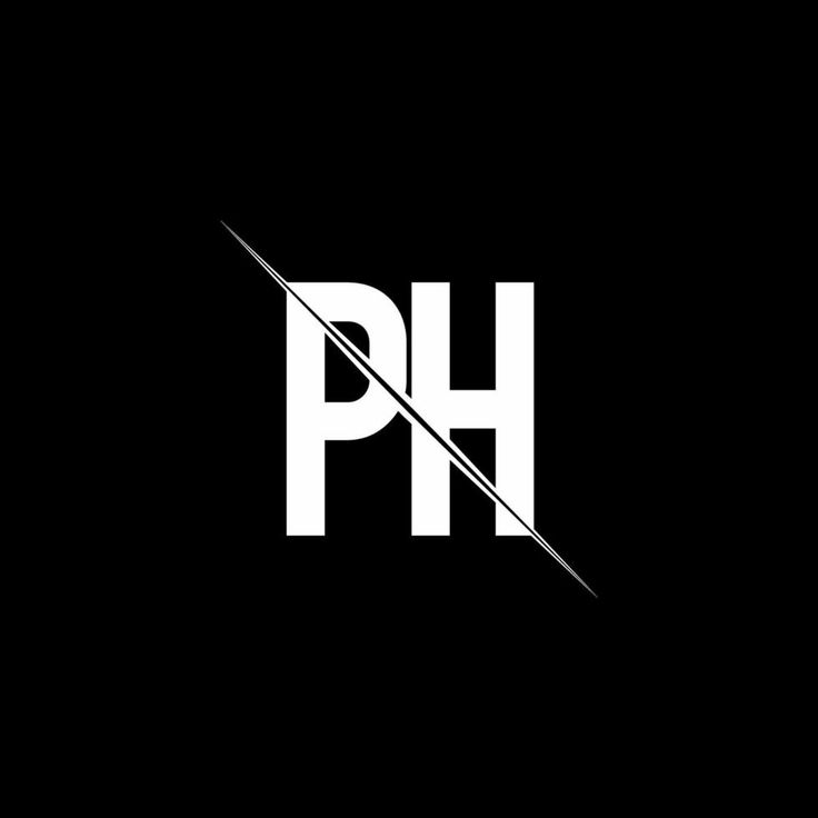 the logo for ph is shown in white on black