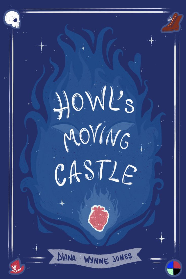 the cover for how's moving castle by marina winne - jones, with an illustration of a fire