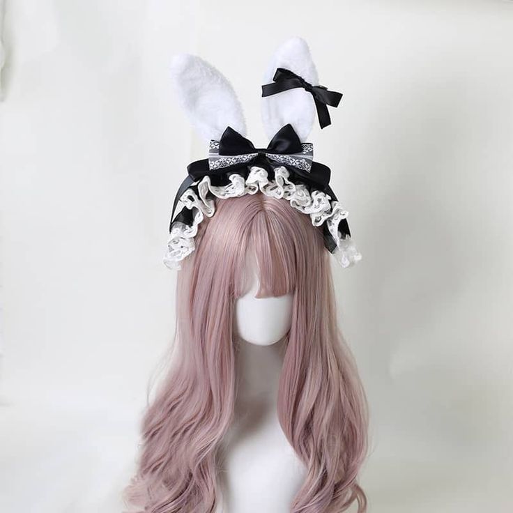 Color: Wine red•Black•Light blue•Light pink•Light purple•Royal blue•Light gray•Beige• Orange pinkHandmade bear headband. Bear Headband, Bunny Ear Headband, Bunny Ears Headband, Ear Headbands, Bunny Ear, Lolita Dress, Pink Light, Cute Bunny, Black Light