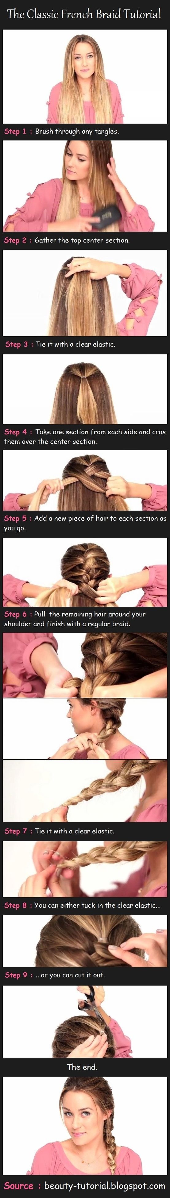 French Braiding for Dummies...  I wear my hair this way at least once or twice a week,  The when I take it out the next day I have awesome curls that last a day or two. French Braids Tutorial, Makeup Tip, Pretty Designs, Braided Hair, Hair Tutorials, Hair Black, French Braid, Length Hair, Hair Dos