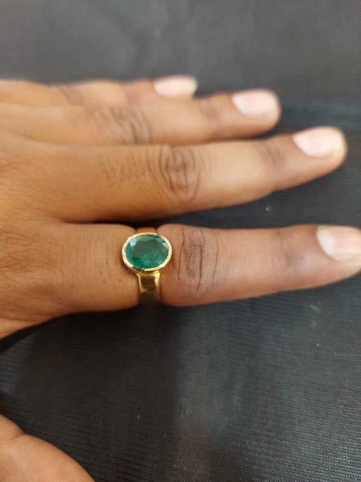 22 Karat Gold Ring For Women With Emerald - 235-GR6671 - in 6.400 Grams for USD $1195.82. 
Made in India by Totaram Jewelers Online this product is in Gold - 22 Karat BIS Hallmark 916 KDM Gold  & is an excellent gift for Adult - Women. Ships fully insured with secured guaranteed delivery for free with your order over $250 from New Jersey USA & comes with 30 days exchange policy. 22k Gold Ring, Gold Ring For Women, Gifts For Adults, Ring For Women, 22k Gold, New Jersey, Gold Ring, Gold Rings, Emerald