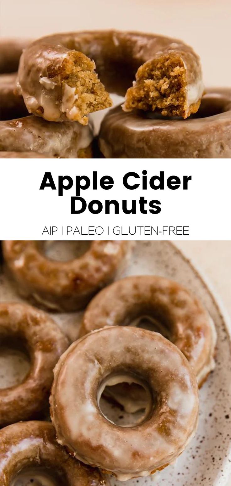 an image of apple cider donuts on a plate with the title above it