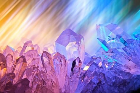 size: 18x12in Art Print: Pillars of Quartz Crystals in a Colorful Light Display - Photography by Lantern Press : Metaphysical Healing, How To Make Animations, Light Display, The Source, Rocks And Crystals, Energy Healing, Crystals And Gemstones, Tesla, Stones And Crystals