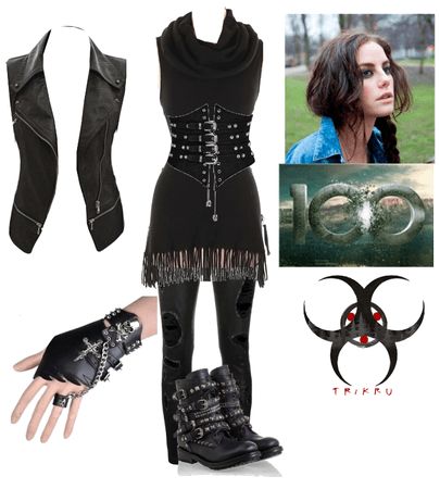 Grounder oc: Mira Kom Trikru Outfit | ShopLook The 100 Outfits Grounders, Black Punk Outerwear For Larp, The 100 Grounders, Steampunk Leather, Punk Rave, Outfit Maker, Outfit Shoplook, Character Outfits, The 100