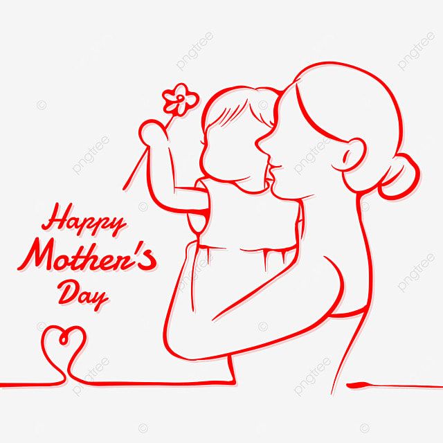 a mother's day card with a drawing of a woman holding a flower in her hand