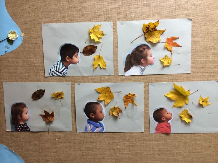 four pictures of children with leaves on them and the caption reads, make een to