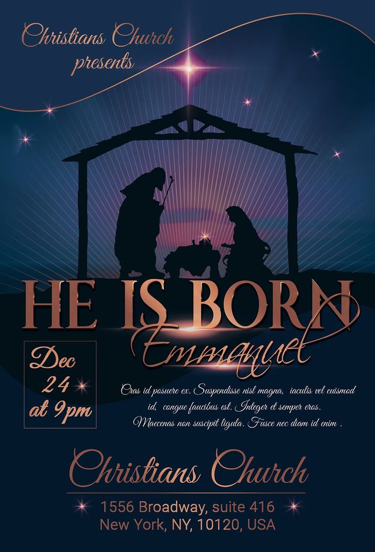 a christmas flyer with the birth of jesus