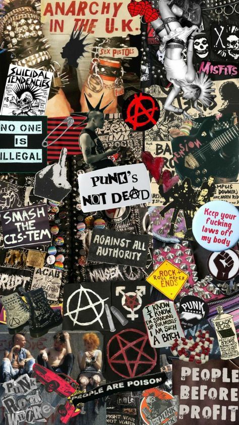 many different stickers and decals on a piece of paper that says anarchy in the uk