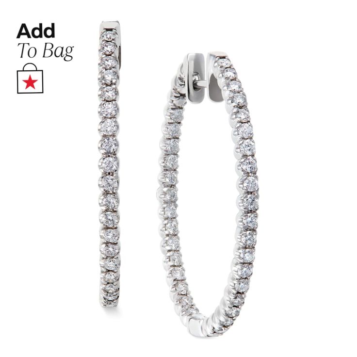 in stock Classic Hoop Earrings For Anniversary From Macy's, Classic Macy's Hoop Earrings For Anniversary, Macy's Classic Hoop Earrings For Anniversary, White Hoop Jewelry With Prong Setting, Diamond White Hoop Jewelry With Diamond Accents, Diamond Hoop Earrings With Brilliant Cut, Everyday Luxury Hoop Jewelry With Diamond Accents, Timeless Hoop Diamond Earrings With Brilliant Cut, Classic Cubic Zirconia Hoop Earrings With Brilliant Cut