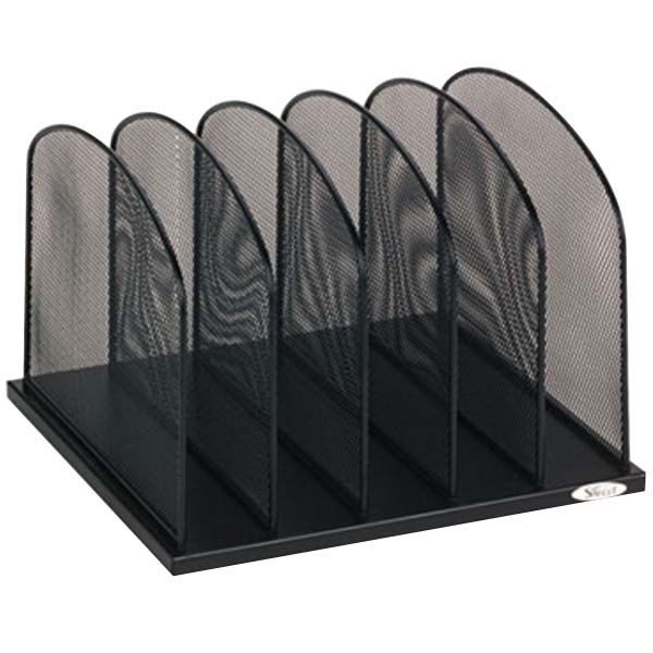 four black desk organizers with mesh sides