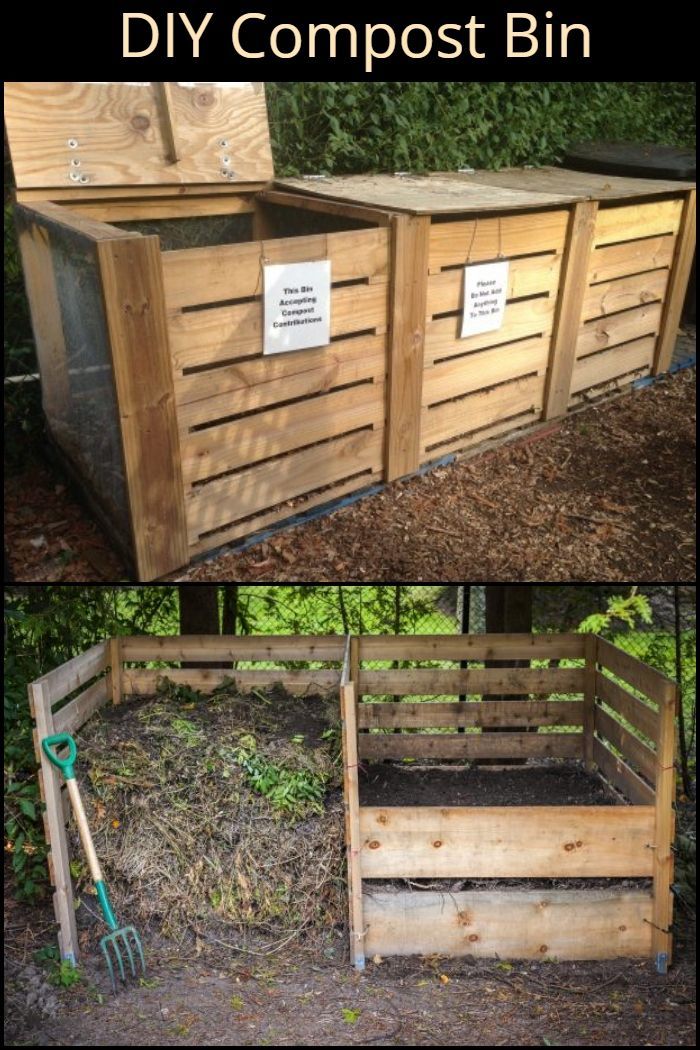 two pictures showing different types of compost bins