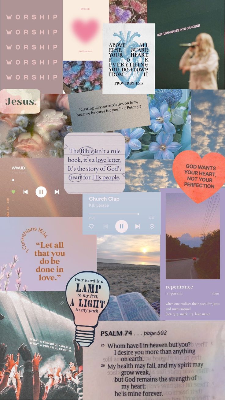 a collage of images with words and pictures on them, including the word love