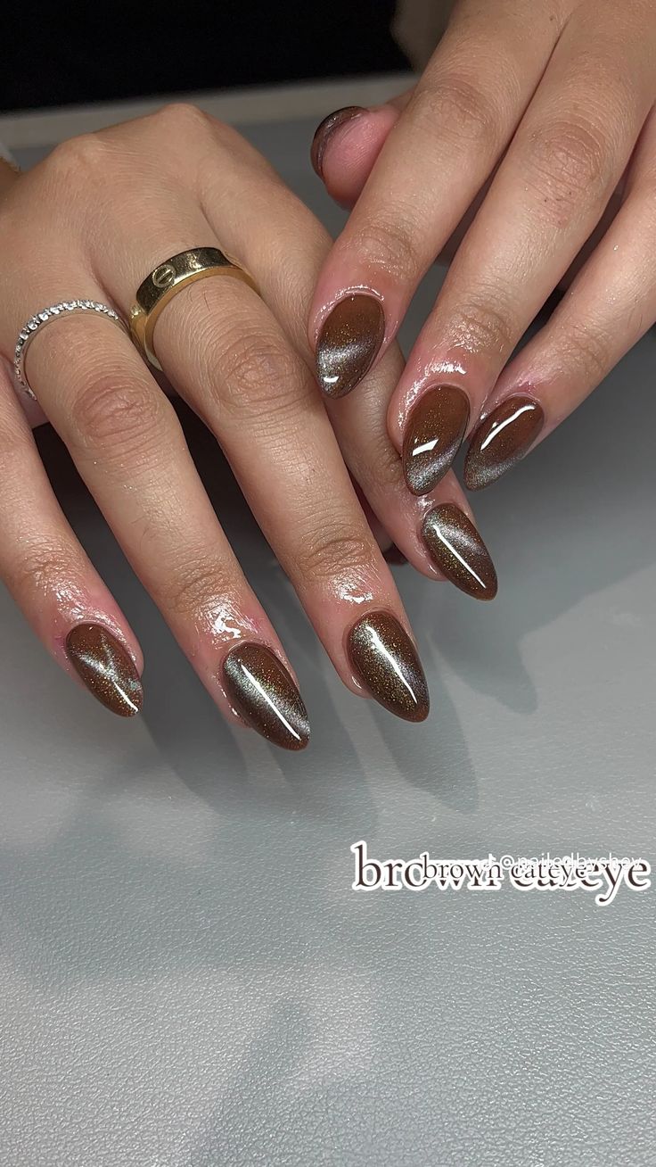 Brown And Silver Nails, Brown Nails, Silver Nails, Brown Silver, Acrylic Nails, Glitter, Nails, Silver, Quick Saves