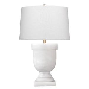 a white lamp with a shade on it