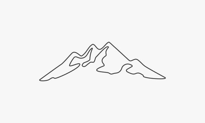 a line drawing of mountains on a white background