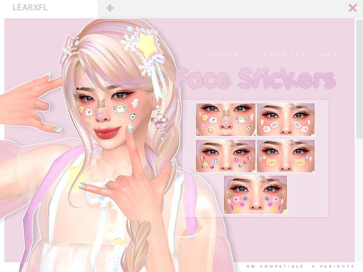 The Sims Resource - Face Stickers [Blush / Facepaint] N09 Sims 4 Kawaii Makeup Cc, Sims 4 Cc Face Stickers, Sims 4 Face Stickers, Sims 4 Kawaii Makeup, Ts4 Kawaii Cc, Sims 4 Face Paint, Sims 4 Sanrio Cc, Sims Tattoos, Sims Design