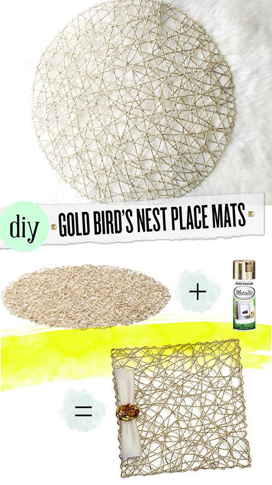 diy gold bird's nest place mats with instructions to make them look like they are