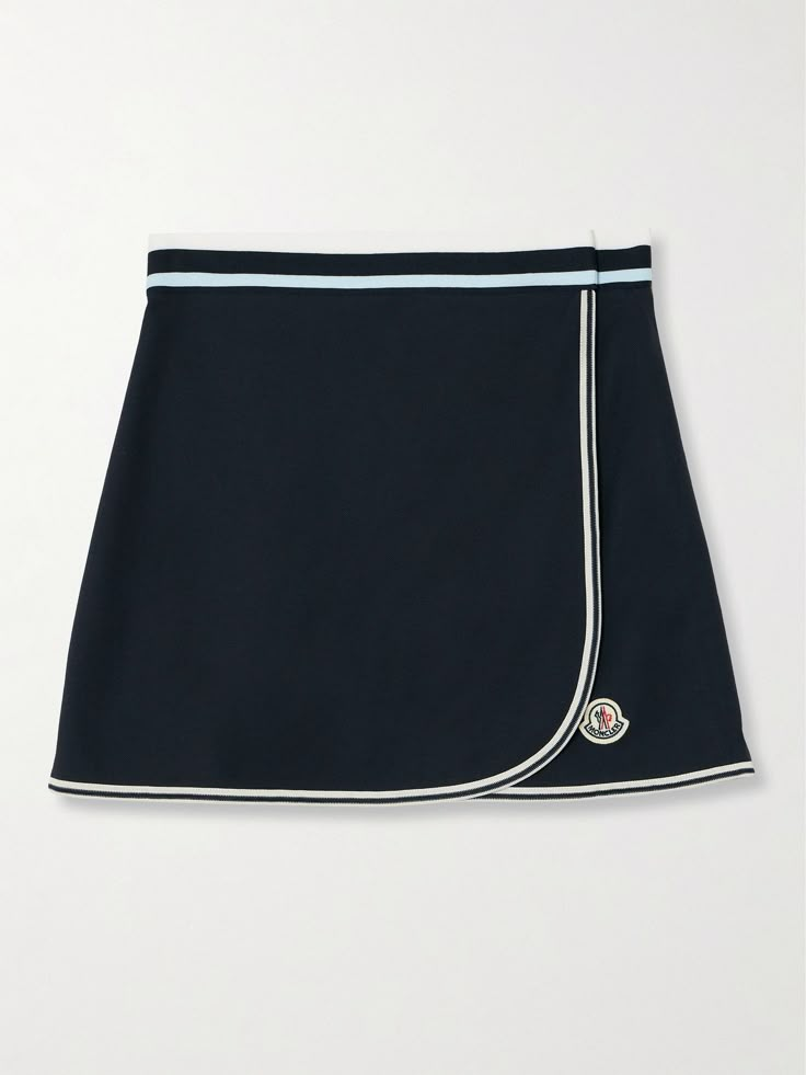 Moncler's mini skirt has an undeniably retro feel. Made from cotton-piqué, it's appliquéd with the label's logo and traced with white stripes that nod to vintage tennis styles. Wear yours with a polo shirt or tank. Dm Inspiration, Anarchy Symbol, Mini Tennis Skirt, Designer Hair Accessories, Mini Wrap Skirt, Moncler Women, Vintage Tennis, Mini Wrap, Tennis Shirts