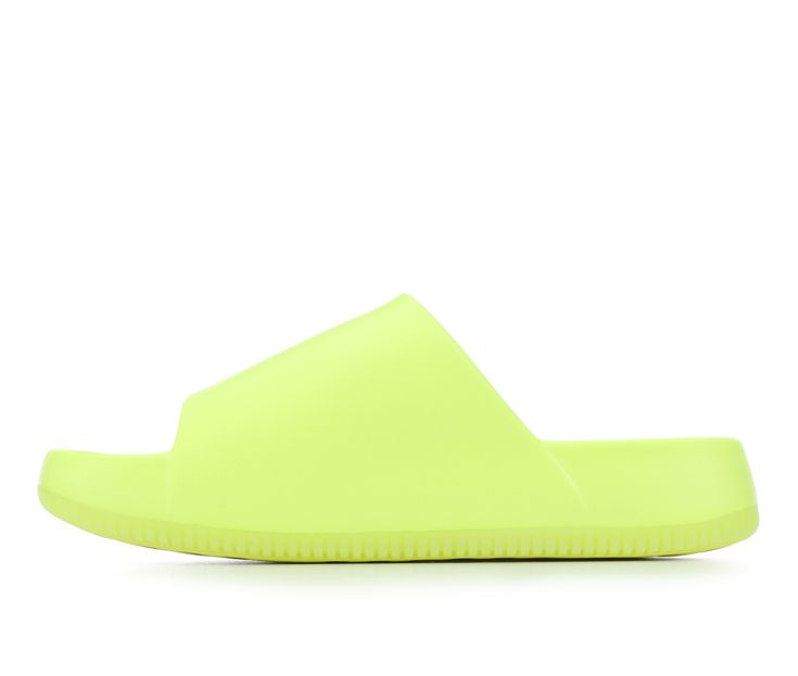 Engineered with lightweight materials, these slides provide a comfortable and easy slip-on experience. Whether you're recovering from an intense workout, or taking it easy by the pool, embrace your feet in calm, cool comfort. Easy slip-on entry, Lightly padded footbed, Textured outsole provides traction, Open toe | Men's Nike Calm Slide Sport Slides Sandals in Volt Size 11 Nike Casual Slide Flip Flops, Comfortable Green Slides With Textured Footbed, Green Casual Slides For Swimming, Green Casual Slides, Slip-resistant Green Sandals For Beach, Green Slides With Textured Footbed, Nike Non-slip Slides, Nike Casual Sport Slide Sandals, Green Slip-resistant Sandals For Beach