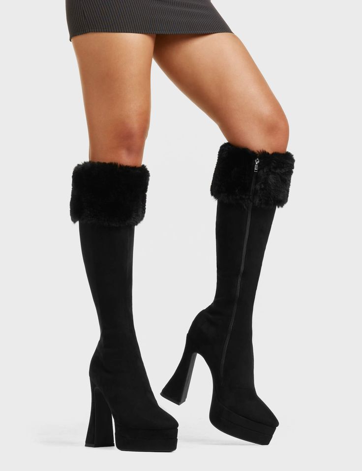 Good Soul Platform Knee High Boots Heart Boots, White Knee High Boots, Platform Knee High Boots, Boots With Fur, Platform Boots Chunky, Knee Length Boots, Boots Chunky, Black Knee High Boots, High Shoes