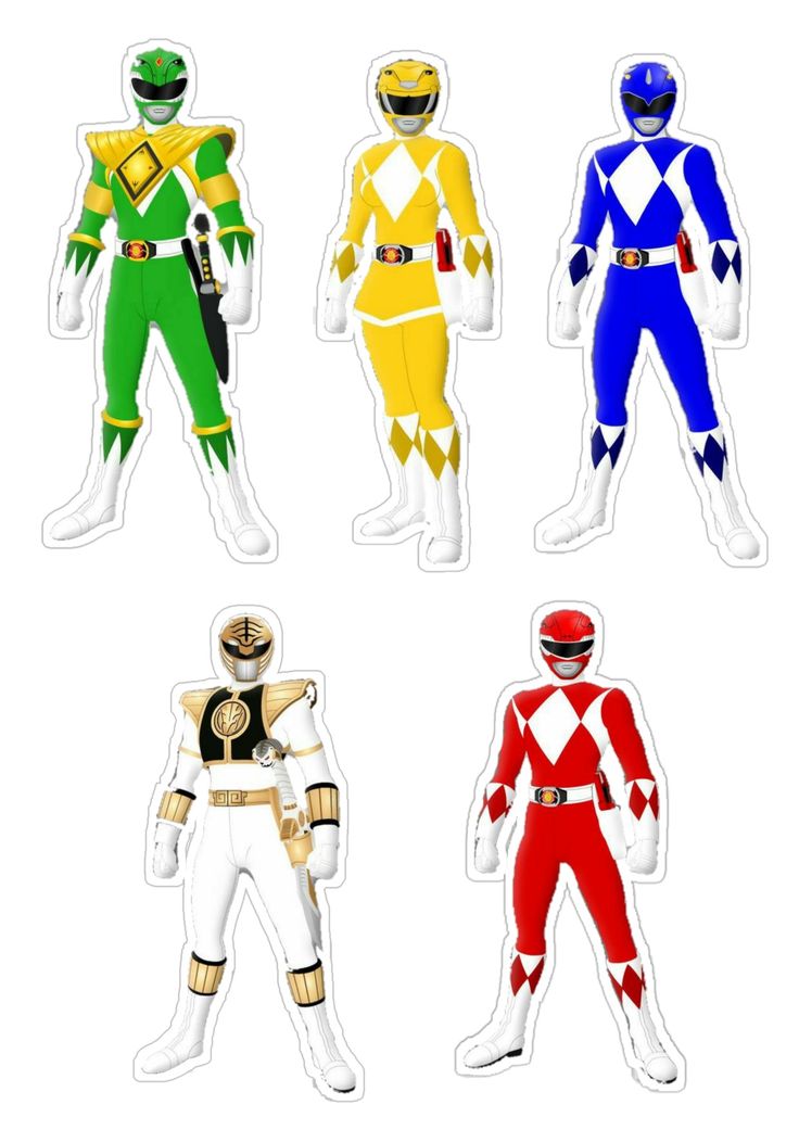 four different types of power rangers are shown