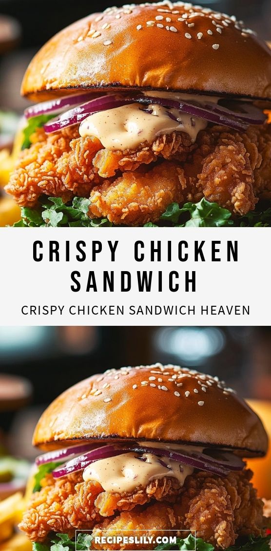 crispy chicken sandwich with onions, lettuce and mayonnaise on it