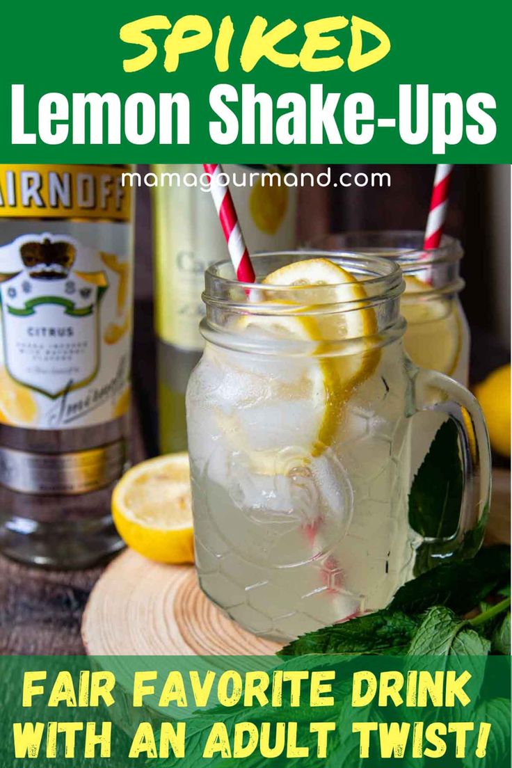 a jar filled with lemon shake - ups on top of a table