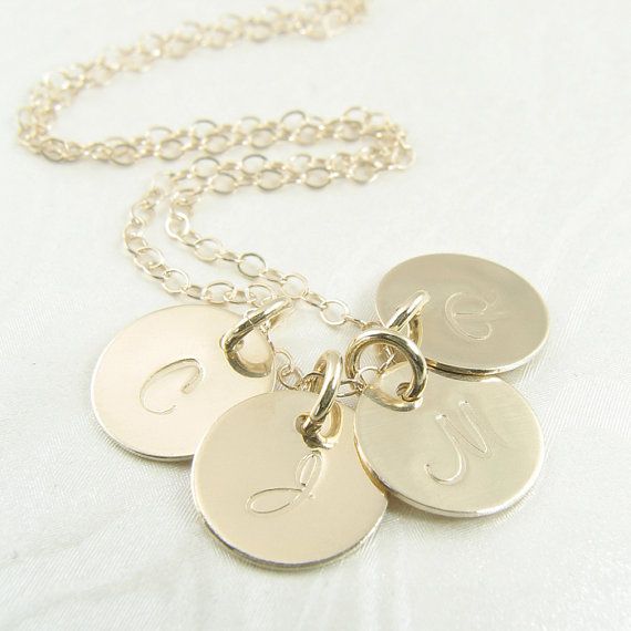 Statement Jewelry 14k Gold Quandruple Initial by prolifiquejewelry, $299.00 Gold 14k Initial Necklace For Mother's Day, Gold Plated Initial Pendant Necklace For Mother's Day, Personalized 14k Gold Initial Necklace For Mother's Day, Gold Initial Necklace For Bridesmaid, Mother's Day Gift, Mother’s Day Personalized Round Initial Necklace, Personalized Gold Necklace, Initial Necklace Gold, Initial Jewelry, Mothers Necklace