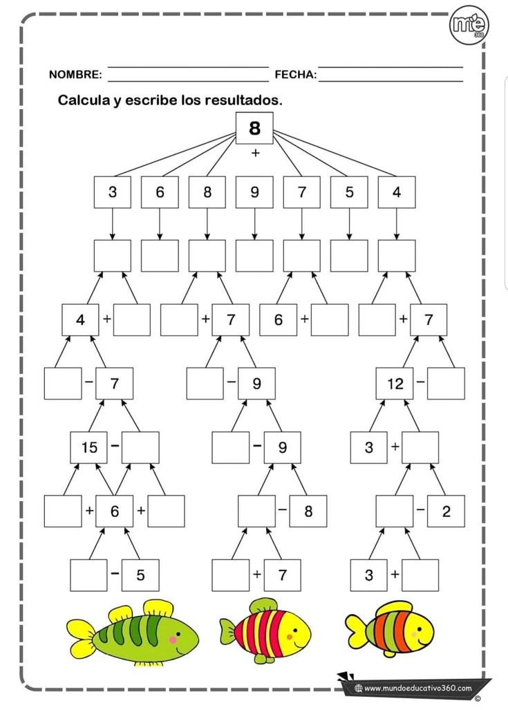 a worksheet with numbers and fish on it